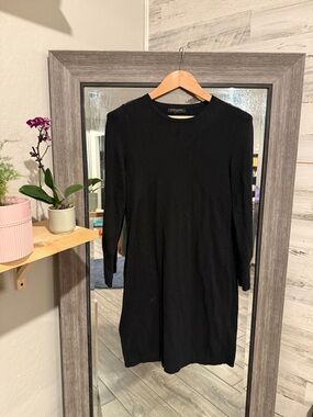 Banana Republic Black Long-Sleeve Knit Sheath Dress
